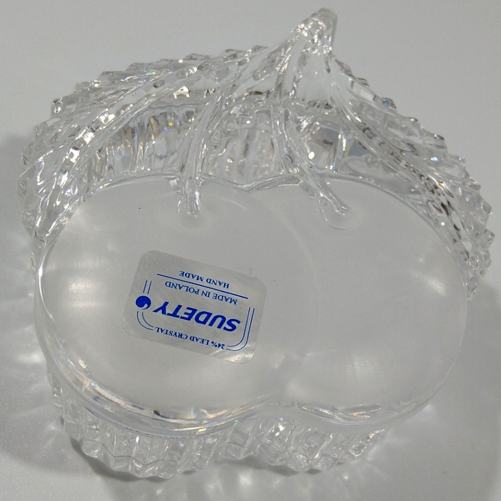 Home Decor 24% Lead Crystal Glass Cherry Trinket box with lid Made in Poland